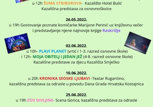 Program događanja u Gradskoj knjižnici i čitaonici Milivoja Cvetnića Hrvatska Kostajnica