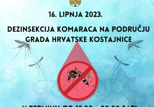 OBAVIJEST O DEZINSEKCIJI KOMARACA NA PODRUČJU GRADA HRVATSKE KOSTAJNICE
