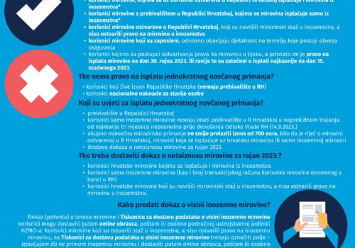 Odluka Vlade Republike Hrvatske o isplati jednokratnog novčanog primanja korisnicima mirovine radi ublažavanja posljedica rasta troškova života